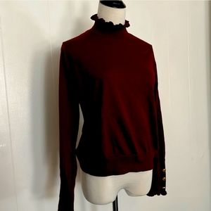 H&M burgundy ruffle sweater